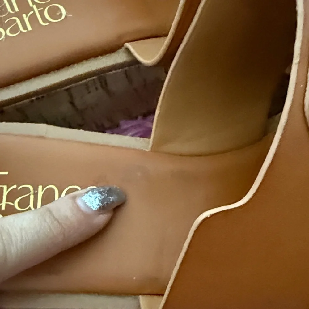 Franco Sarto Tan Platform Sandals with Gold Accents